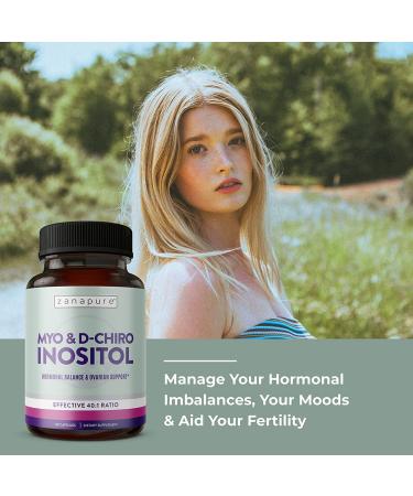 Zanapure Myo D-Chiro Inositol Supplement - PCOS Support & Hormonal Balance - 120 Vegan Soft Capsules - Buy Online on GoSupps.com