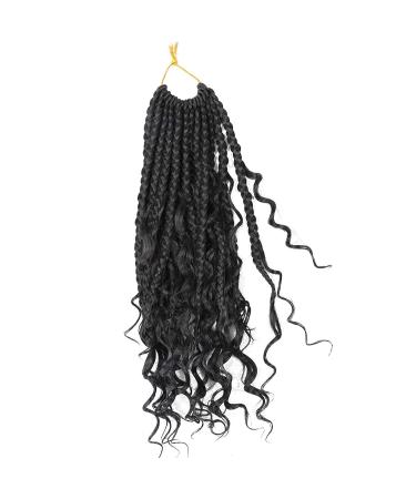 LMZIM 14 Goddess Box Braids Crochet Hair 8 Pack - Bohemian Curly Ends Synthetic Braiding Hair Extension | Black 14 Inch 1B - Buy Online on GoSupps.com
