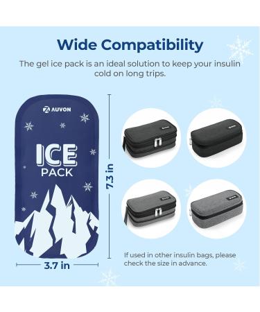 AUVON Insulin Cooler Travel Case Ice Packs - Reusable 180G Gel, 8-10h Cooling, Cold & Hot Therapy, Pain Relief - 2 Packs - Buy Online on GoSupps.com