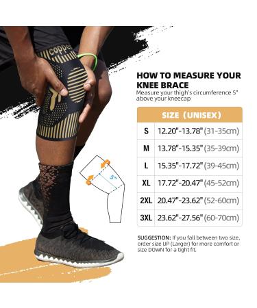 2 Pack Copper Knee Support for Women/Men - Knee Brace Compression Sleeve Best Knee Sleeves Supports for Arthritis Meniscus Tear Knee Joint Pain MCL ACL Running Sports 3XL Copper (Pack of 2) - Buy Online on GoSupps.com