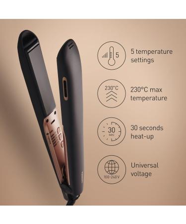 Panasonic EH-HS99 Nanoe Ceramic Hair Straightener - Temperature Control, Black/Rose Gold - Buy Online on GoSupps.com