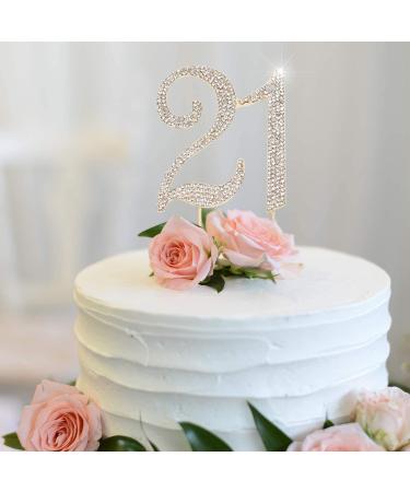Hatcher Lee Bling Crystal 21 Birthday Cake Topper - Elegant Keepsake | 21st Party Decorations in Gold - Buy Online on GoSupps.com