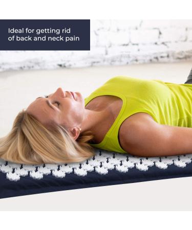 Dr Relief Acupressure Mat & Pillow Set - Quick Back & Neck Pain Relief - Sciatica & Stress Relief - Navy - Buy Online on GoSupps.com