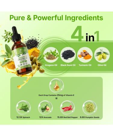 Oregano Oil Organic Drops - 80% Carvacrol Extra Strength & Undiluted - with Black Seed Oil Turmeric & Vitamin E - Oil of Oregano Supplement for Immune and Digestive Support - Vegan 2 fl oz - Buy Online on GoSupps.com