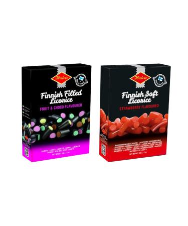 Halva Finnish Licorice 1x Fruit & Choco Flavoured 200g & 1x Strawbery Flavoured 200g