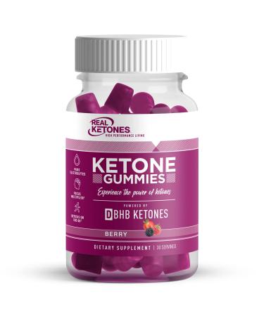 Real Ketones Exogenous Keto Gummies with D BHB Keto Diet Support and Energy Boost, Berry Flavor, 30 Servings