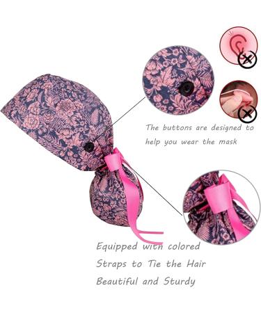 FOHEEL Surgery Cap for Women with Buttons and Ribbon Tie - Multicolor Bouffant Caps for Long Hair - Buy Online on GoSupps.com