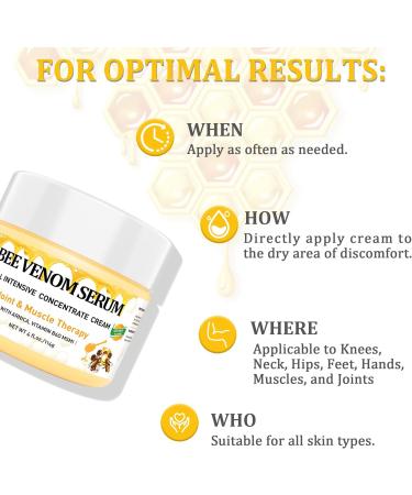 Natural Organic NZL Bee Venom Professional Serum Care Joint & Muscle & Bone Cream Gel - for Back Neck Hand Foot Knee Muscle Shoulder Hip Nerve Vitamin B6 Aloe Vera Adult Elderly 4 Fl Oz (Pack of 1) - Buy Online on GoSupps.com