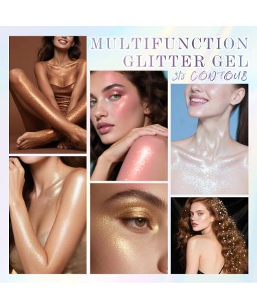  Prreal Body Glitter face glitter stick long-lasting glitter gel eyeshadow shimmer highlighter bronzer for rave makeup Halloween festival #01 silver - Buy Online on GoSupps.com