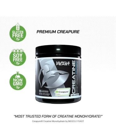 Muscle Feast Creapure Creatine Monohydrate Powder - Unflavored  55 Servings for Maximum Strength - Buy Online on GoSupps.com