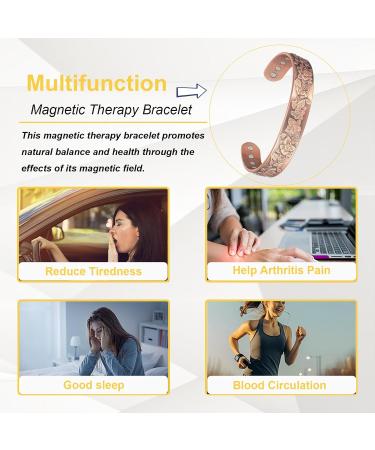 99% Pure Copper Magnetic Bracelet for Women - Adjustable Retro Flowers Design for Arthritis Relief | Copper Jewelry - Buy Online on GoSupps.com