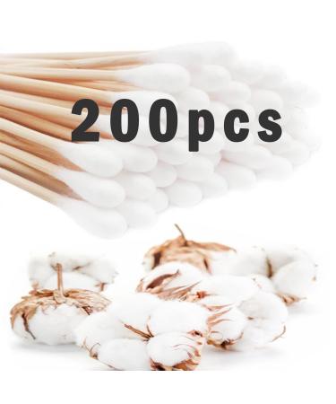 Mignze 200 pieces of cotton swabs bamboo and cotton cotton swabs sustainable cotton swabs made of bamboo and cotton cotton swabs long cotton swabs with wooden handles