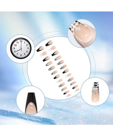 WOOXDYUK 24 Piezas U as Postizas Mate - Cobertura Completa Arte de U as Blanco y Negro Puntas de Presi n Para Mujeres y Ni as - Buy Online on GoSupps.com