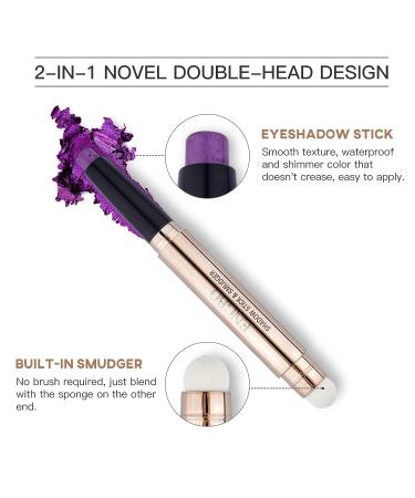 LOKFAR Eye-Shadow Stick: Creamy Rotatable Eye Brightener with Soft Brush | Glitter Shimmer Eyeshadow in Violet Shade - Buy Online on GoSupps.com