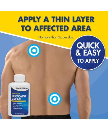HealthWise Maximum OTC Strength Lidocaine Cream | Numbs Away Pain | Long-Lasting Relief | Non-Greasy | 2.7 Oz | Unscented Formula | Topical Anesthetic 2.70 Ounce - Buy Online on GoSupps.com