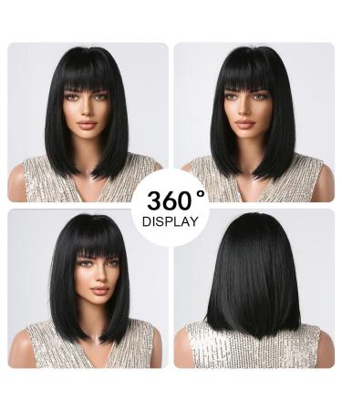 Oufei Black Bob Wig with Ponytail | Synthetic Hair Wigs for Women | Perfect for Cosplay & Daily Use (1052-1) - Buy Online on GoSupps.com