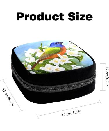 GIAPB Period Bag Sanitary Napkin Holder Makeup Pouch - Bird White Plant Flowers Color1658 - Buy Online on GoSupps.com
