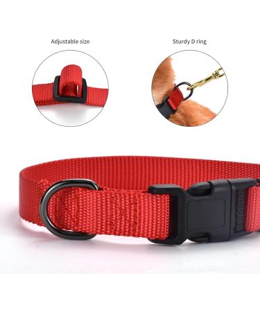 Audwud Thick Nylon Neck Band | Adjustable Classic Dog Collar for All Sizes | Rouge Red | Small Medium Large Dogs - Buy Online on GoSupps.com