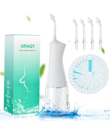 Uraqt Electric nasal douche electrical neti pot for adults and children with 4 replacement heads and 40 nose rinsing salt nose rinsing for liberation of the sinuses and the control of allergies - Buy Online on GoSupps.com