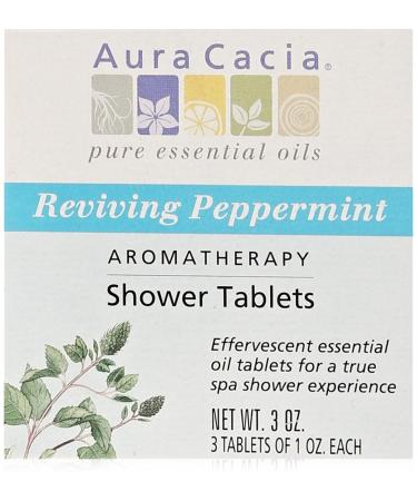 Aura Cacia Aromatherapy Shower Tablets, Reviving Peppermint, 3 ounce (Pack of 3)