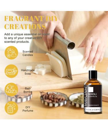 MAYJAM Neroli Essential Oil - Huge 3.38 Fl.oz - Premium Grade Essential Oils for Home Diffusers Skin Care - Neroli Oil for Soap Making Scent - Buy Online on GoSupps.com