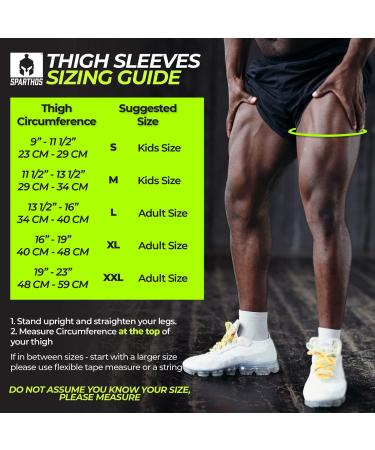 Sparthos Thigh Compression Sleeves - Quad & Hamstring Support - Men & Women - Breathable Elastic Blend - Anti Slip - Midnight Black - XX-Large (Pair) - Buy Online on GoSupps.com