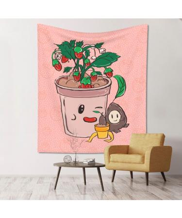 YYHHAOFA Sunflower seeds and strawberries picture Wall Decor Tapestry 60x51 in : Durable lightweight and easy to install