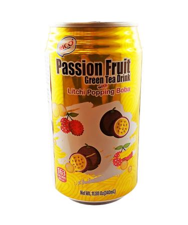 rumarkt Rico Bubble Tea Passion Fruit Drink with Litchi Tapioca Beads Pack of 12 (12 x 340 ml)