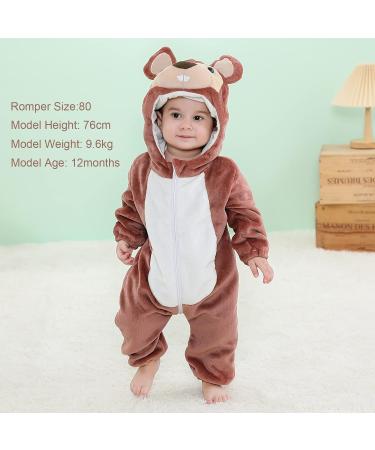 COOKY.D Unisex Winter Hooded Romper Jumpsuit 6-12 Months - Squirrel Design - Buy Online on GoSupps.com