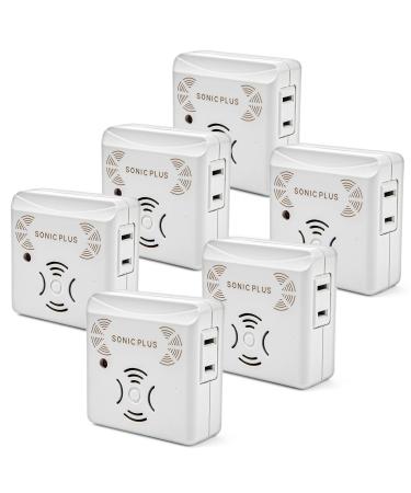 RIDDEX SonicPlus Pest Repeller for Rodents and Insects, 6-Pack Indoor Repellent with Side Outlet, Get Rid of Roaches & Rodents Chemical Free | 6 Pack White