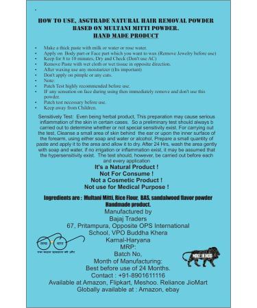 Vegan Hair Removal Mask | Sandalwood Depilatory for Sensitive Skin | Organic Facial Hair Removal for Men & Women | Pubic Bikini & Leg Powder Waxing - Buy Online on GoSupps.com