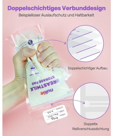 Nuliie 120-Piece BPA-Free Breast Milk Storage Bags - Temperature-Sensitive Spout-Proof Space-Saving (180ml) - Ideal for Breastfeeding - Buy Online on GoSupps.com