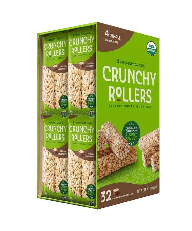 Friendly Grains - Crunchy Rollers - Organic Rice Snacks - Original Brown Rice (16 packs of 2)
