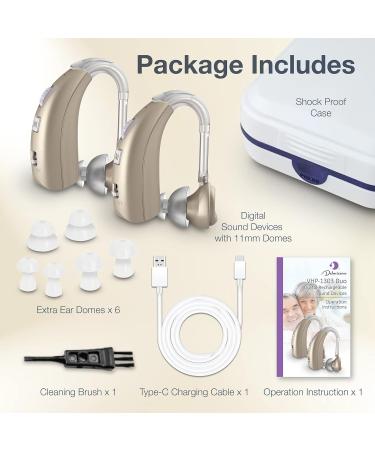 Delmicure 1303D Rechargeable Digital Noise Reduction Headphones - 2 Mode Gold Pair - Shop Internationally! - Buy Online on GoSupps.com