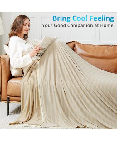 Guohaoi Cooling Blanket - King Size (90x108) | Absorbs Heat for Hot Sleepers | Oeko-Tex Certified Cool Fiber | Breathable & Comfortable All-Season Blanket | Beige - 90x108 - Buy Online on GoSupps.com