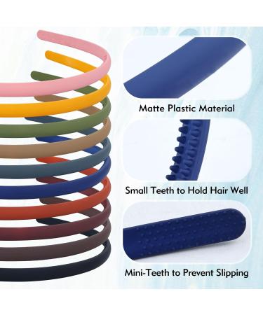 Dizila 10 Pieces Wide 0.8cm/0.3" Solid Plain Blank Thin Matte Plastic Headbands with Teeth DIY Craft Sports Hair Bands Accessories for Women Men Girls Teens Kids - Buy Online on GoSupps.com