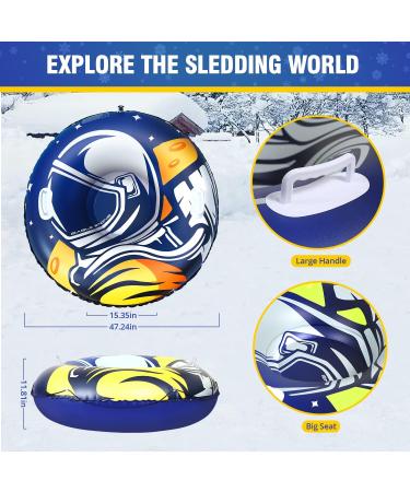 Large 47 Inch Snow Tube with 4 Snow Patches - Waterproof Inflatable Sled for Winter Fun | Space Theme, Heavy Duty K80 PVC Material, -30F Resistant - Buy Online on GoSupps.com
