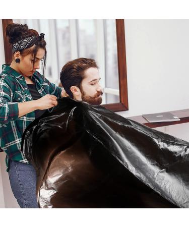 Pack of 100 Black Salon Capes - Disposable Waterproof Hair Dye Apron for Barber, Stylist, and Coloring - 51.2x36.2 Inch - Buy Online on GoSupps.com