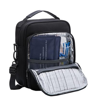 Insulin Cooler Travel Case Diabetic Travel Case with 2 Ice Pack Diabetes Supply Bag for Men Women Diabetic Medication Cooler with Shoulder Strap for Insulin Pen Glucose Meter Diabetic Gifts