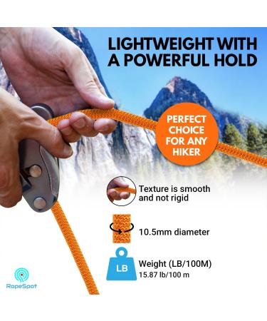 High Strength 10.5mm Static Rock Climbing Rope - 32 Feet - UIAA Certified - Heavy Duty Mountaineering Gear in Orange - Buy Online on GoSupps.com