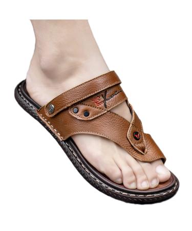 Summer Foot Correction Slippers Mens Stylish Casual PU Lightweight Bunion Splints Flat Sandals Vintage Breathable Orthopedic Corrector Flip Flops for Men for Hallux Valgus ( Color : Brown  Size : 8 ) 8 Brown