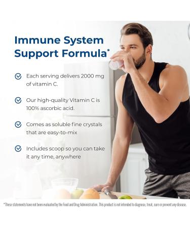 Vitamin C 2000mg Soluble Crystals - Immune & Genetics Support - Non-GMO Vegan - 120 Servings - 8.46 oz - Buy Online on GoSupps.com