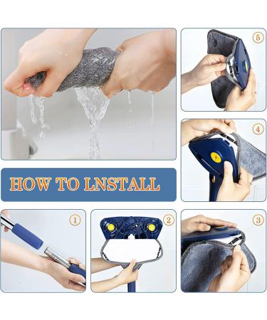360 Rotatable Triangle Mop with Long Handle - Microfiber Wet/Dry, Quick Dry, Adjustable & Extendable - Blue, 3 Replacement Pads - Buy Online on GoSupps.com