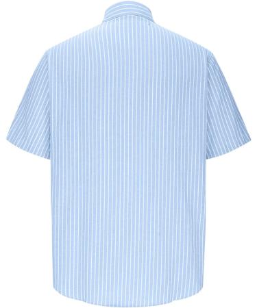 Men's Short Sleeve Striped Revers Hawaii Shirt - Casual Light Blue Summer Shirt with Pocket | Rosennie 3XL - Buy Online on GoSupps.com