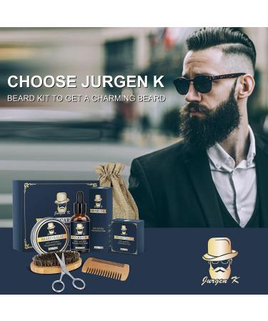 Jurgen K Beard Grooming Kit for Men - Beard Oil, Balm, Brush, and Comb Set - Buy Online on GoSupps.com