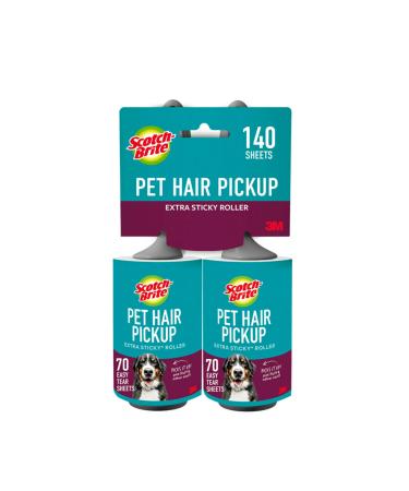 Scotch-Brite Pet Extra Sticky Lint Roller for Pet Hair Furniture and Clothes 2 Rollers 70 Sheets Per Roller 140 Sheets Total