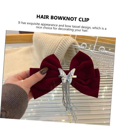 FRCOLOR Tassel Hair Clip Hair Bow Clips Bowknot Hair Clip Crystal Bow Hair Clip Tassel Hair Accessories Grosgrain Women Hair Accessories Bow Hair Barrette Headgear Miss Big Bow Rhinestones - Buy Online on GoSupps.com