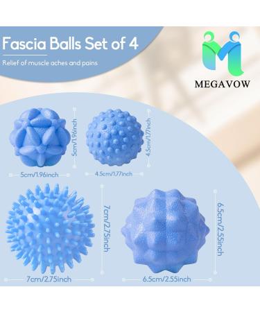 Buy Megavow 4-Piece Fascia Ball Massage Set - Hedgehog & Trigger Point Balls for Back Feet Hands Neck - Anti-Stress Blue Massage Balls - International Shipping Available - Buy Online on GoSupps.com