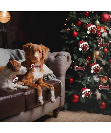 36 Pcs Dog Paw Christmas Ornament Pet Paw Wooden Dog Bone Paw Print Cutout Dog Hanging Wood Dog Decoration Buffalo Plaid Cutout Jute Christmas Tree Gift Red - Buy Online on GoSupps.com