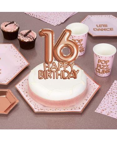 Neviti 774434 Glitz and Glamour Birthday Topper-16 Cake Topper Pink/Rose Gold 12.5 x 0.5 x 21 - Buy Online on GoSupps.com